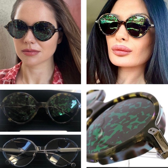 DIOR 2023 FASHION FORWARD COLOR IS  “GREEN” RUNWAY FOLIAGE ROUND SUNGLASSES - Picture 15 of 16